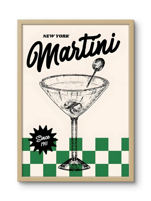 Wooden_Framed_New_York_Martini_Fibre_Art_|_For_Home_&_Office_Decor