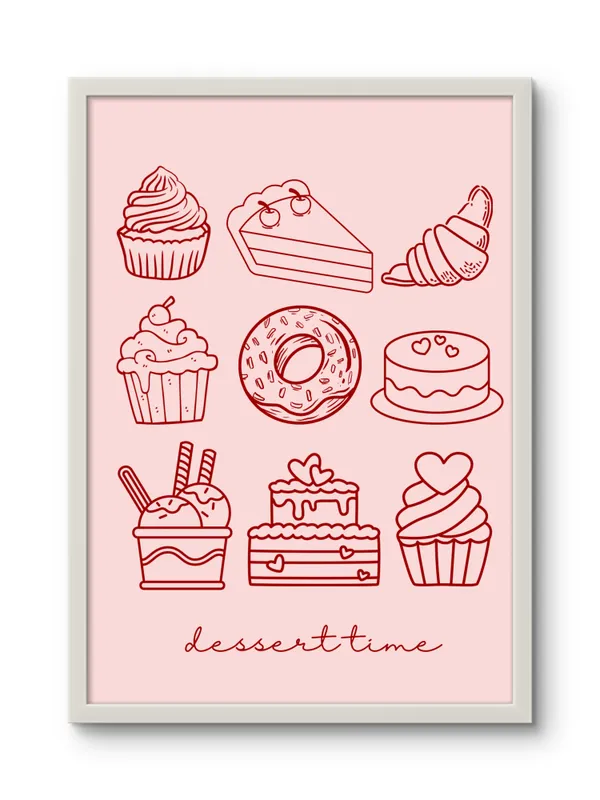 White_Framed_Dessert_Time_Fibre_Art_|_For_Home_&_Office_Decor