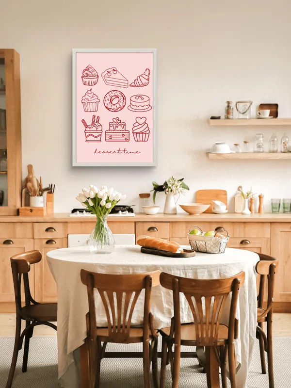 White_Framed_Dessert_Time_Fibre_Art_|_For_Home_&_Office_Decor