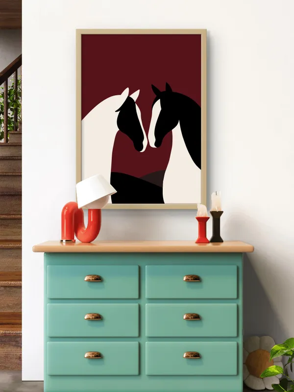 Wooden_Framed_Abstract_Horses_Fibre_Art_|_For_Home_&_Office_Decor