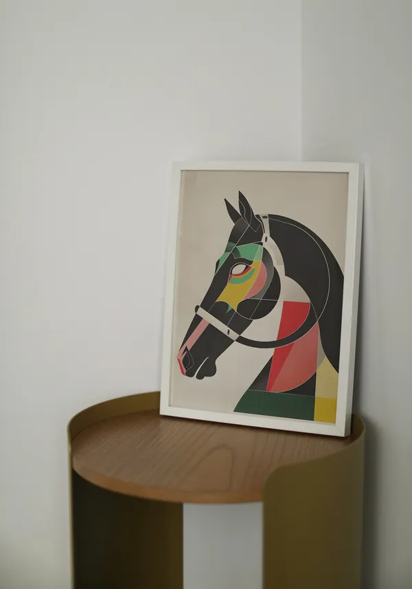 White_Framed_Horse_Fibre_Art_|_For_Home_&_Office_Decor