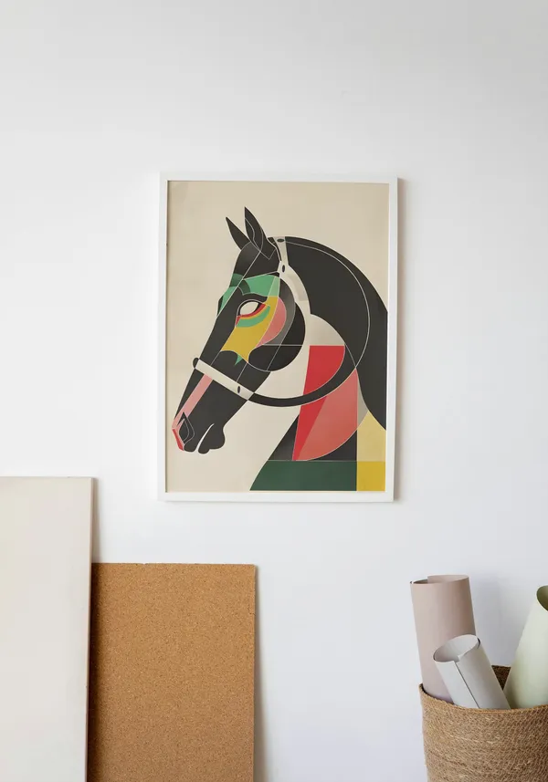 White_Framed_Horse_Fibre_Art_|_For_Home_&_Office_Decor