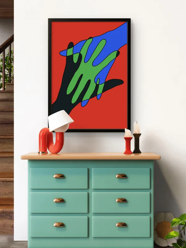 Black_Framed_Hand_In_Hand_Fibre_Art_|_For_Home_&_Office_Decor