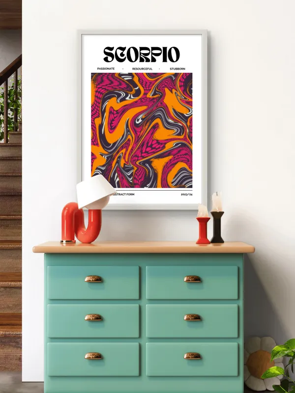 White_Framed_Scorpio_Sunshine_Fibre_Art_|_For_Home_&_Office_Decor