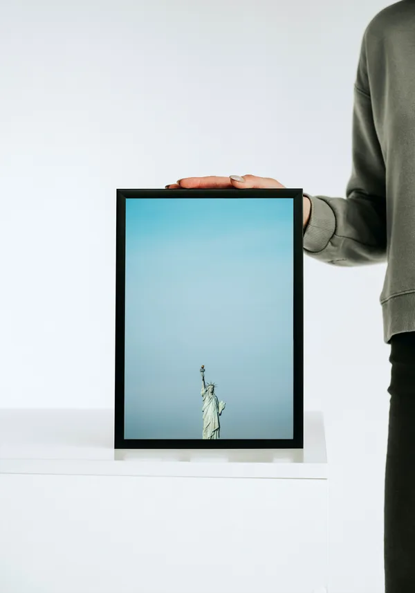 Black_Framed_Statue_Of_Liberty_In_Sky_Fibre_Art_|_For_Home_&_Office_Decor