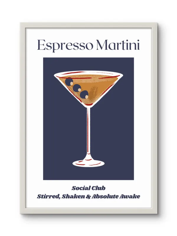 White_Framed_Espresso_Martini_Fibre_Art_|_For_Home_&_Office_Decor