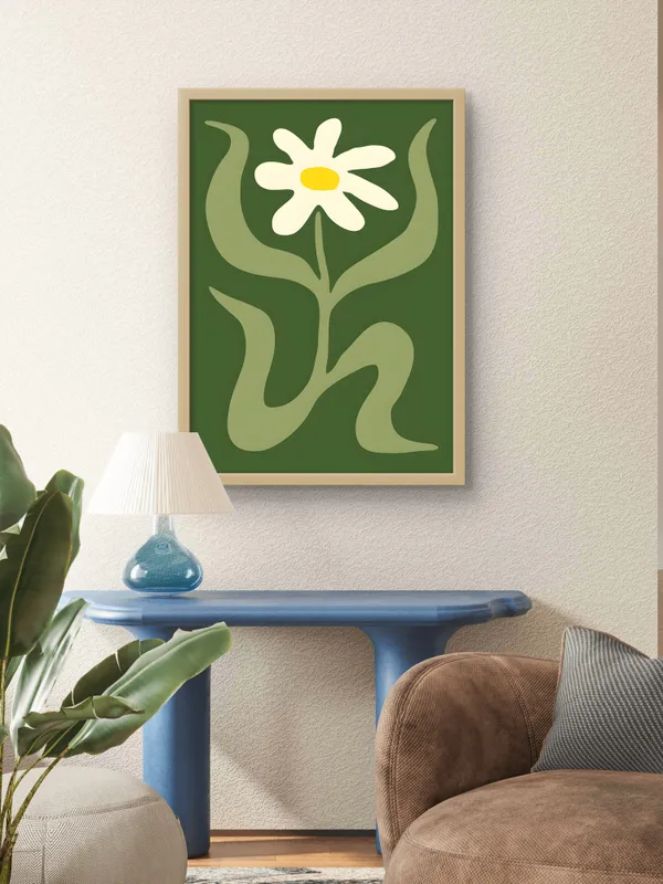 Wooden_Framed_Green_Yolk_Petals_Fibre_Art_|_For_Home_&_Office_Decor