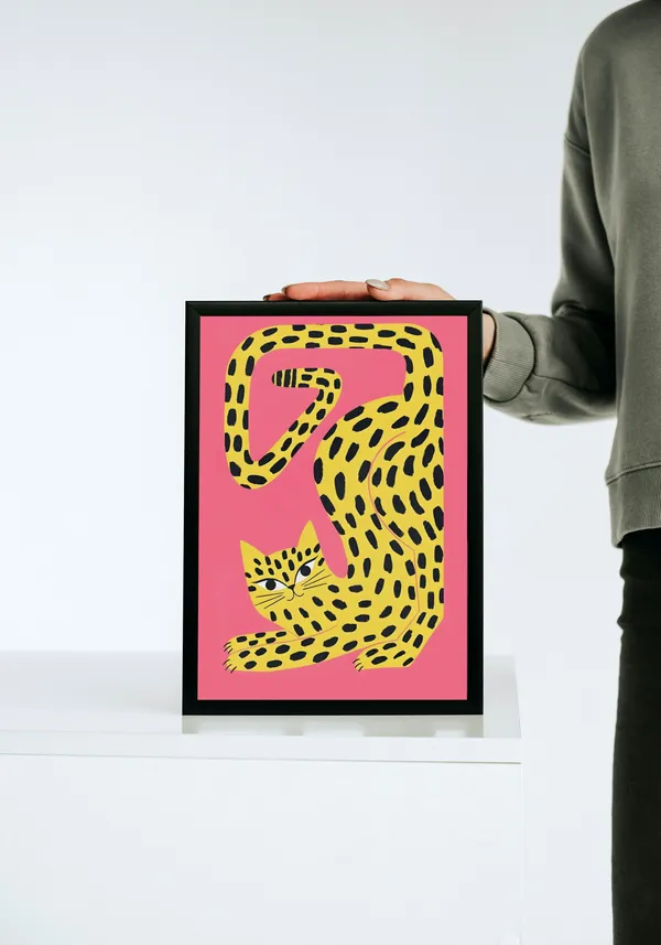 Black_Framed_Pink_Leopard_Fibre_Art_|_For_Home_&_Office_Decor