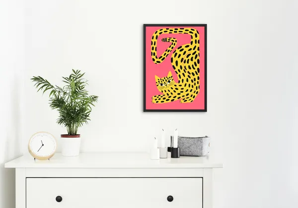 Black_Framed_Pink_Leopard_Fibre_Art_|_For_Home_&_Office_Decor