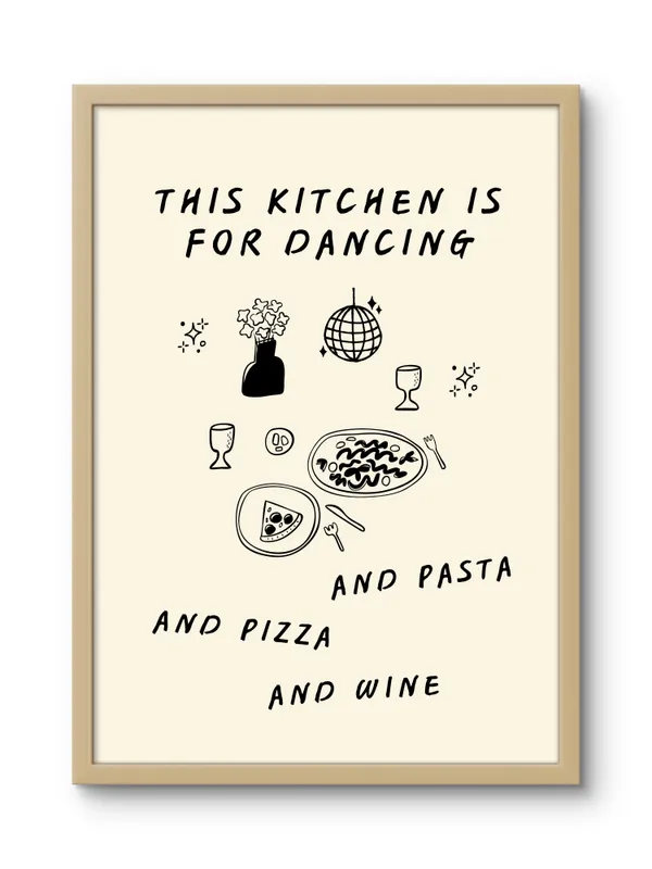 Wooden_Framed_This_Kitchen_Is_For_Dancing_Fibre_Art_|_For_Home_&_Office_Decor