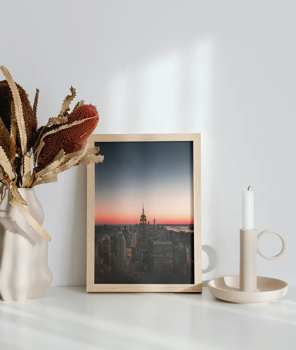 Wooden_Framed_Nyc_Sunset_Fibre_Art_|_For_Home_&_Office_Decor