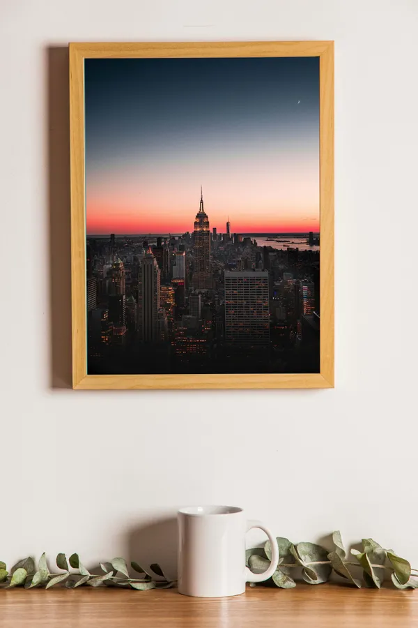 Wooden_Framed_Nyc_Sunset_Fibre_Art_|_For_Home_&_Office_Decor