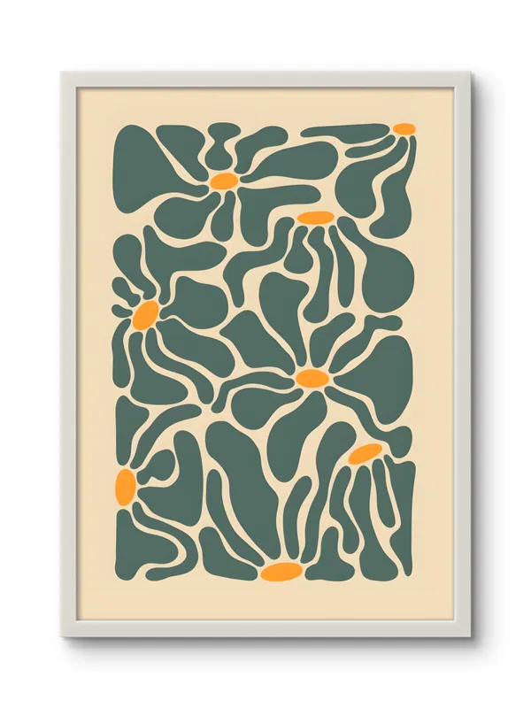 White_Framed_Green_Petals_Fibre_Art_|_For_Home_&_Office_Decor