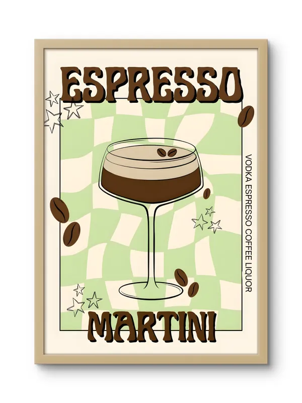 Wooden_Framed_Espresso_Martini_Fibre_Art_|_For_Home_&_Office_Decor