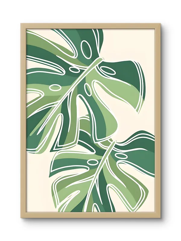 Wooden_Framed_Big_Monstera_Leaves_Fibre_Art_|_For_Home_&_Office_Decor