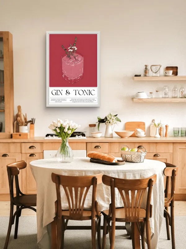 White_Framed_Gin_&_Tonic_Fibre_Art_|_For_Home_&_Office_Decor