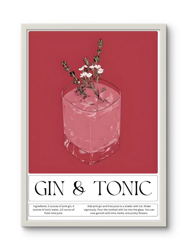 White_Framed_Gin_&_Tonic_Fibre_Art_|_For_Home_&_Office_Decor