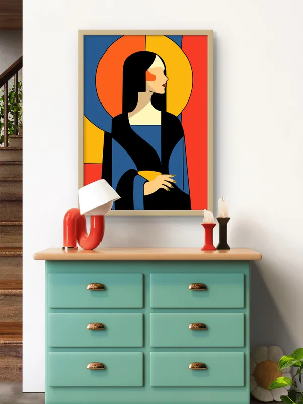 Wooden_Framed_Abstract_Posing_Lady_Fibre_Art_|_For_Home_&_Office_Decor