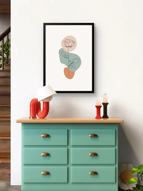 Black_Framed_Boho_Flower_Fibre_Art_|_For_Home_&_Office_Decor