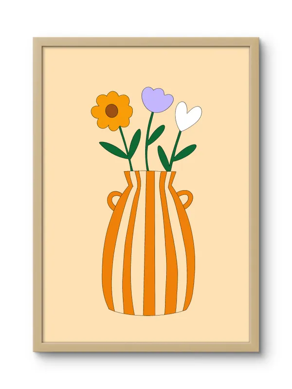 Wooden_Framed_Pink_Flower_Pot_Fibre_Art_|_For_Home_&_Office_Decor