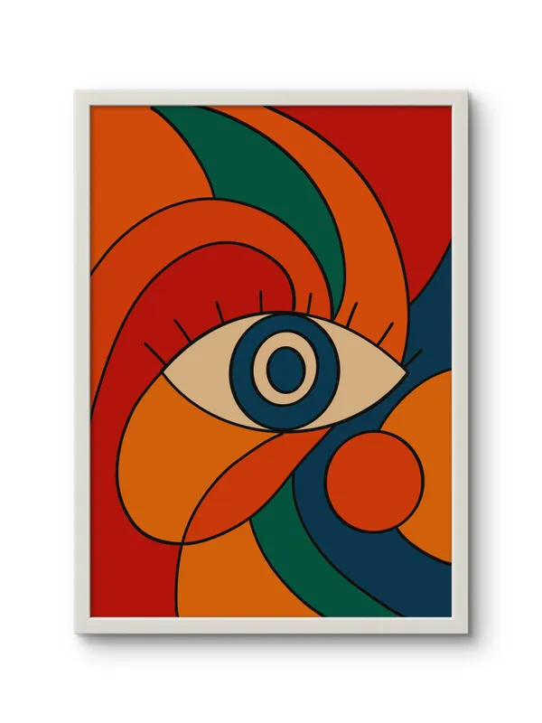 White_Framed_Colourful_Abstract_Eyes_Fibre_Art_|_For_Home_&_Office_Decor