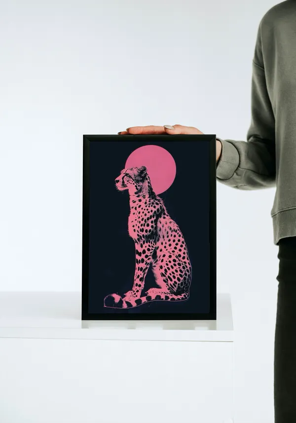 Black_Framed_Pink_Leopard_Fibre_Art_|_For_Home_&_Office_Decor