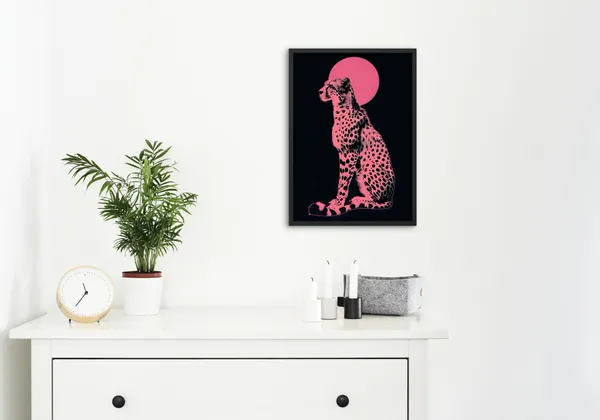Black_Framed_Pink_Leopard_Fibre_Art_|_For_Home_&_Office_Decor