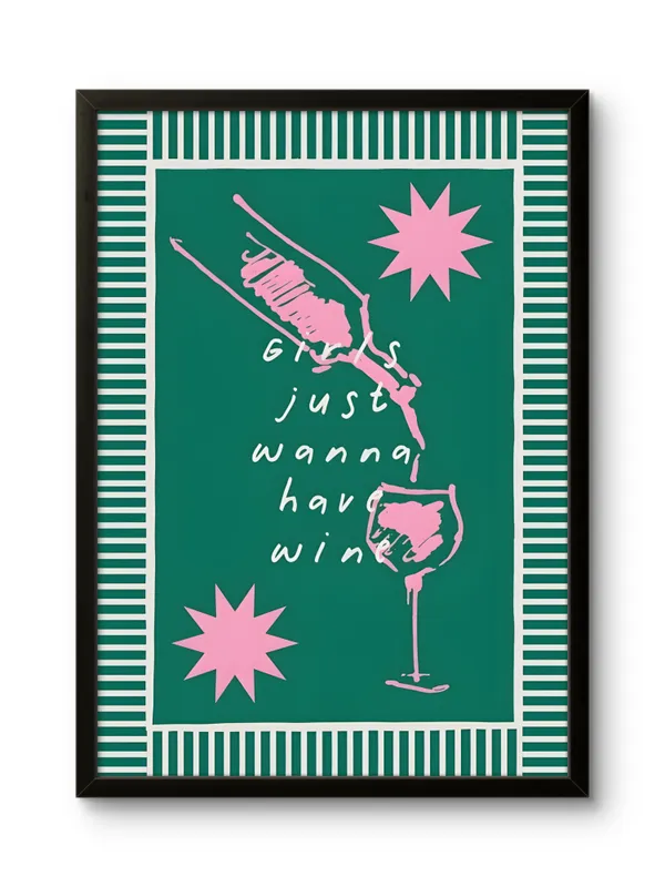 Black_Framed_Girls_Just_Wanna_Have_Fun_Fibre_Art_|_For_Home_&_Office_Decor