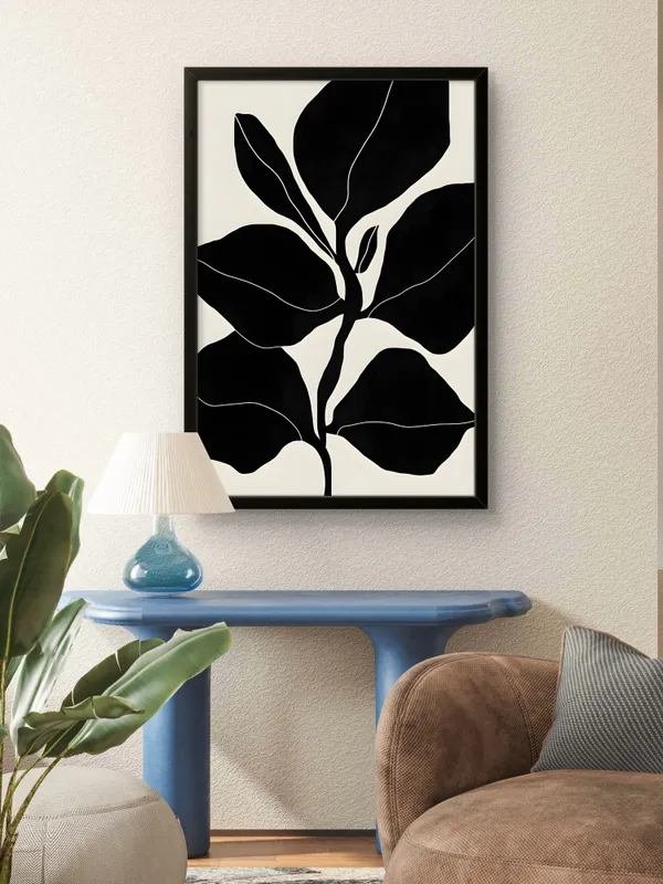 Black_Framed_Big_Black_Leaves_Fibre_Art_|_For_Home_&_Office_Decor