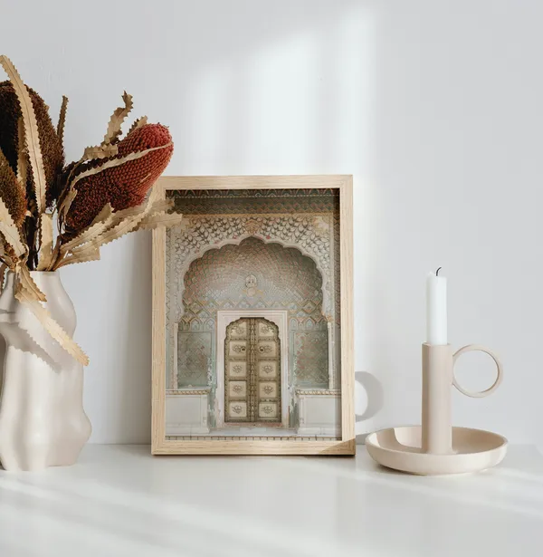 Wooden_Framed_Southwest_Lotus_Gates_Fibre_Art_|_For_Home_&_Office_Decor