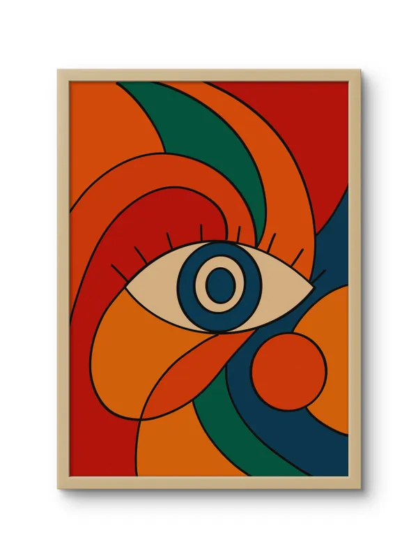 Wooden_Framed_Colourful_Abstract_Eyes_Fibre_Art_|_For_Home_&_Office_Decor