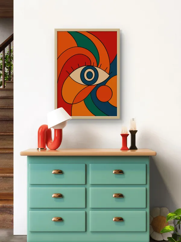 Wooden_Framed_Colourful_Abstract_Eyes_Fibre_Art_|_For_Home_&_Office_Decor