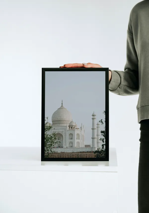 Black_Framed_Glory_Of_Taj_Mahal_Fibre_Art_|_For_Home_&_Office_Decor