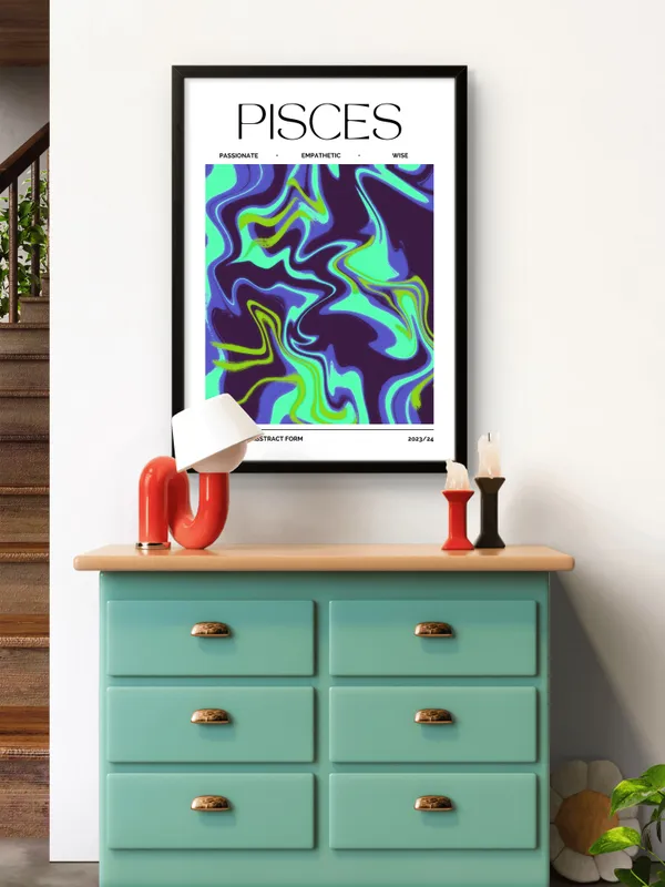 Black_Framed_Pisces_Sunshine_Fibre_Art_|_For_Home_&_Office_Decor