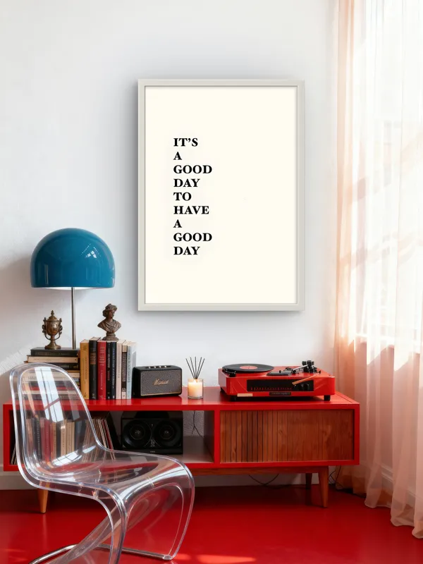 White_Framed_It'S_A_Good_Day_Fibre_Art_|_For_Home_&_Office_Decor