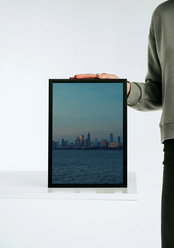 Black_Framed_Mumbai_Marine_Drive_Fibre_Art_|_For_Home_&_Office_Decor
