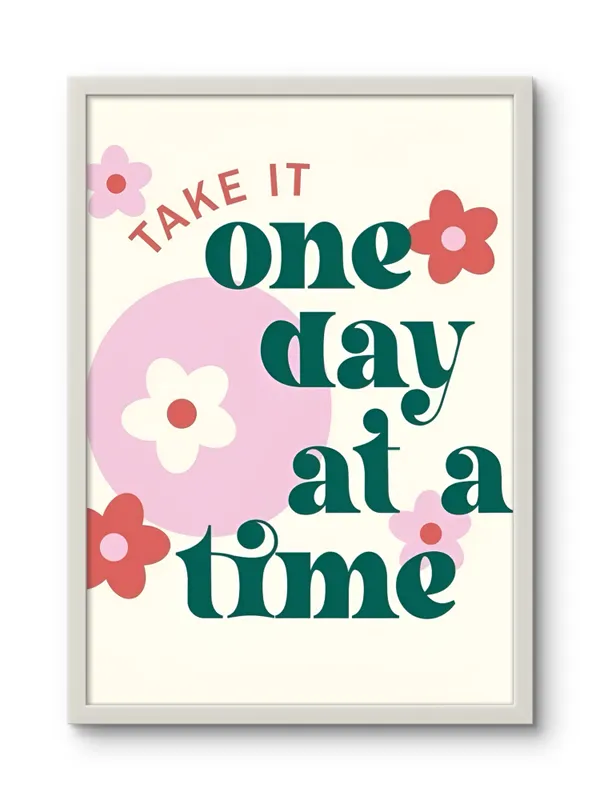White_Framed_One_Day_At_A_Time_Fibre_Art_|__For_Home_&_Office_Decor