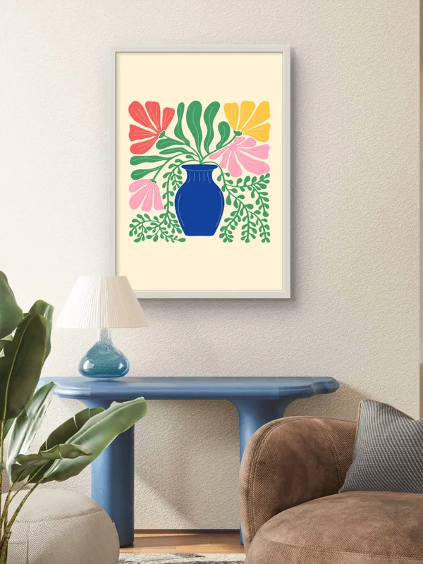 White_Framed_Flower_Pot_Fibre_Art_|_For_Home_&_Office_Decor