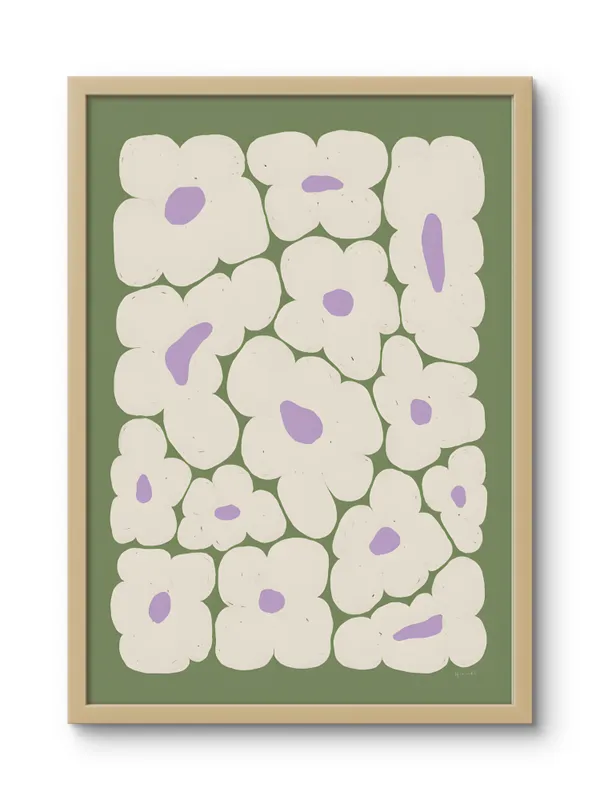 Wooden_Framed_Green_Flower_Cloud_Fibre_Art_|_For_Home_&_Office_Decor