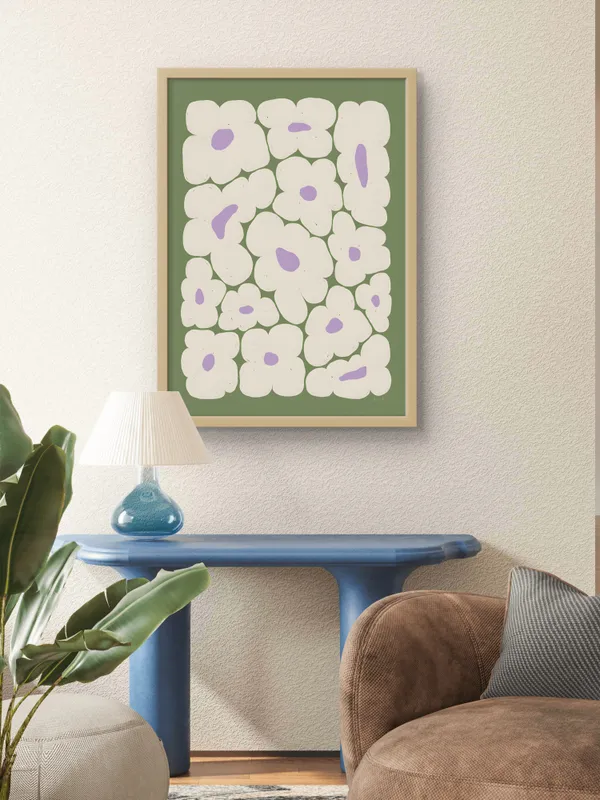 Wooden_Framed_Green_Flower_Cloud_Fibre_Art_|_For_Home_&_Office_Decor