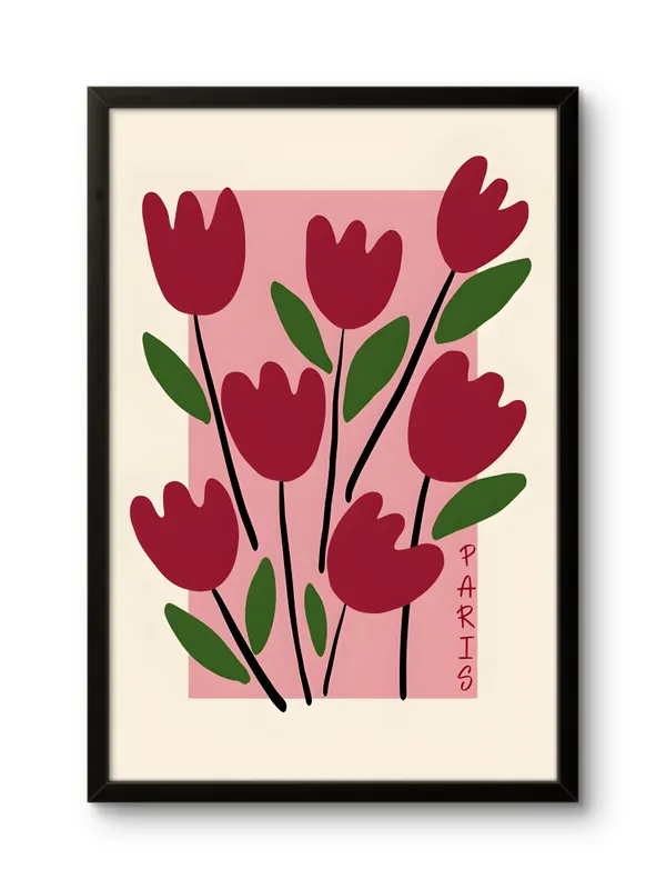 Black_Framed_Red_Tulips_Fibre_Art_|_For_Home_&_Office_Decor