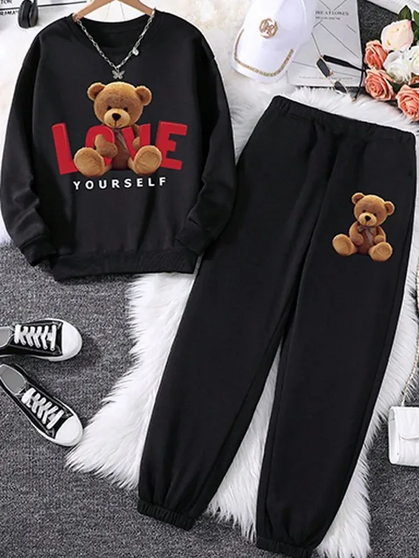 Black_Polycotton_Love_Yourself_Printed_Trendy_Top_And_Bottom_Set_For_Boys