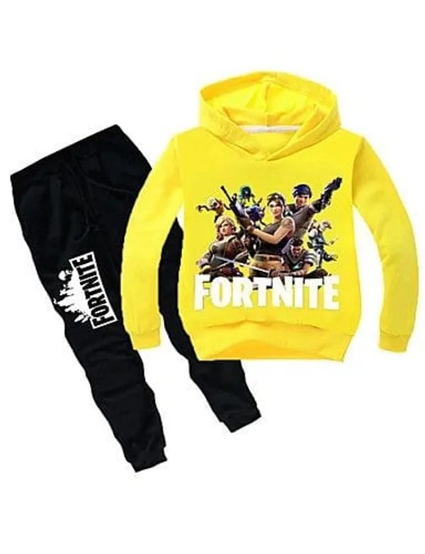 Yellow_Polycotton_Fornite_Printed_Trendy_Hooded_Top_And_Bottom_Set_For_Boys