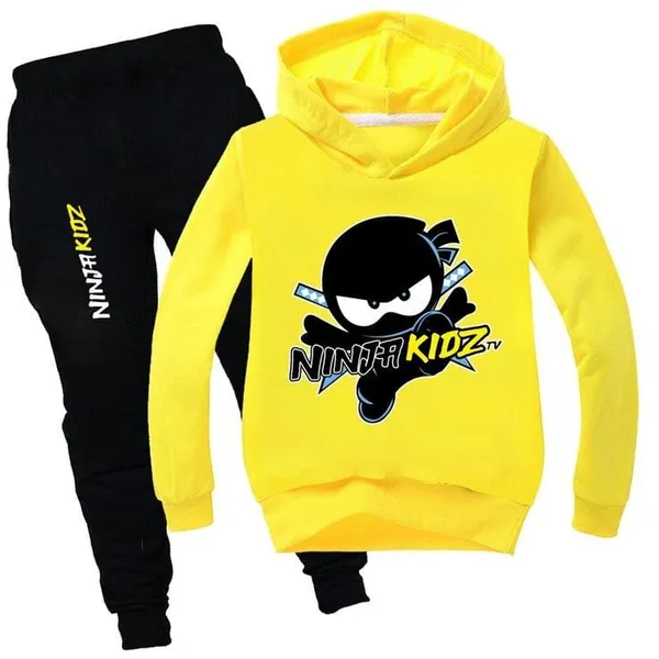 Yellow_Polycotton_Ninjakid_Printed_Trendy_Hooded_Top_And_Bottom_Set_For_Boys