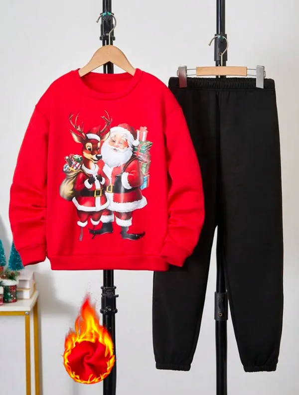 Red_Polycotton_Santaclause_Printed_Trendy_Top_And_Bottom_Set_For_Boys