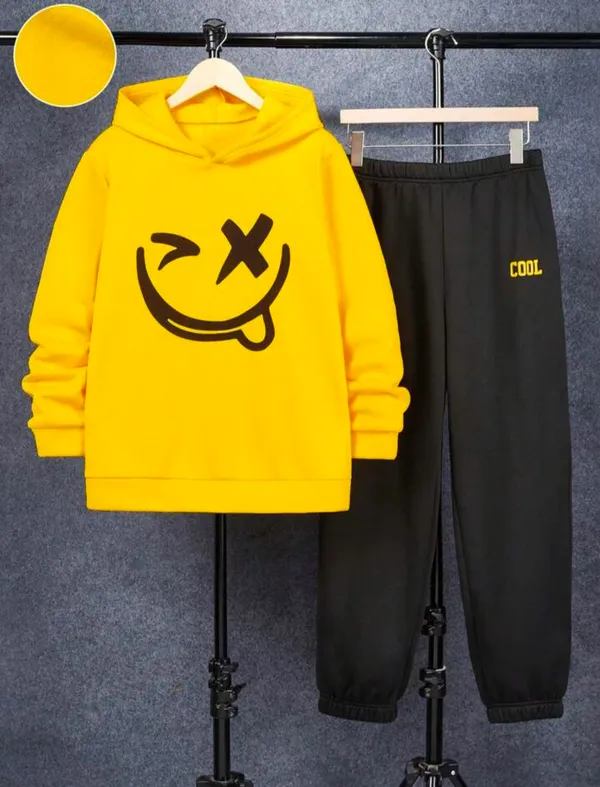 Yellow_Polycotton_Smile_Printed_Trendy_Hooded_Top_And_Bottom_Set_For_Boys