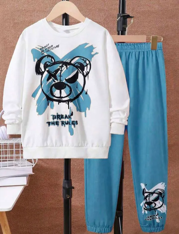 White_Polycotton_Break_The_Rule_Printed_Trendy_Top_And_Bottom_Set_For_Boys