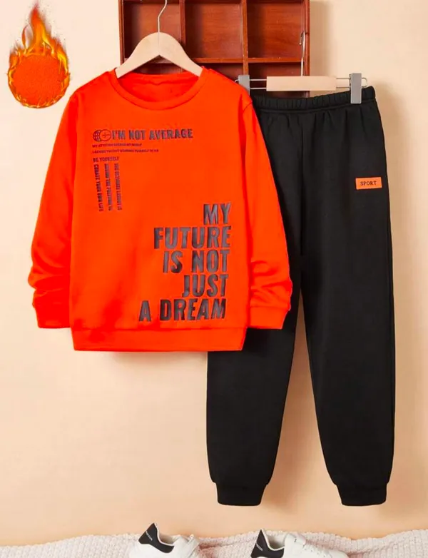Red_Polycotton_Future_Is_Not_Dream_Printed_Trendy_Brown_Top_And_Bottom_Set_For_Boys