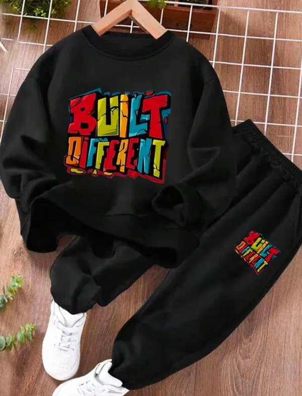 Black_Polycotton_Build_Different_Is_Not_Dream_Printed_Trendy_Top_And_Bottom_Set_For_Boys