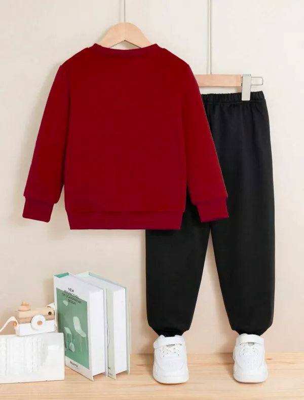 Maroon_Polycotton_Run_Printed_Trendy_Top_And_Bottom_Set_For_Boys